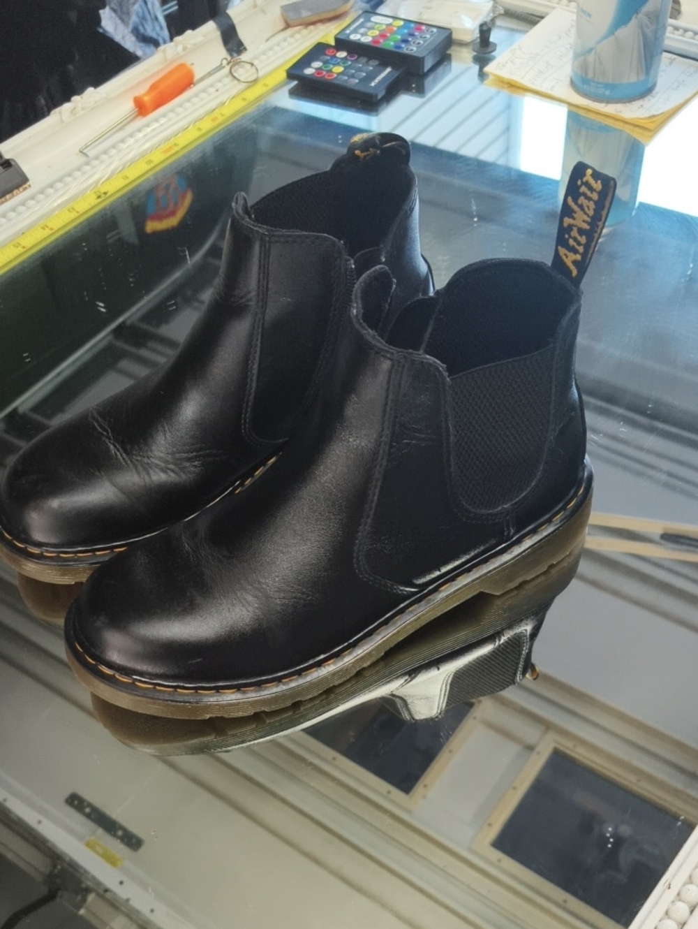 Women's 7 Dr. Martens 2976 Chelsea Boots featuring elastic side gore panels